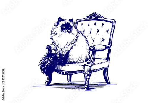 Ragdoll Cat Hand Drawn Illustration Sketch Vector Isolated for Graphic Resource