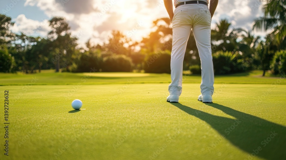 Obraz premium Sale man enjoys golfing on a sunny day in nongkhane businessman lifestyle outdoor leisure scenic view