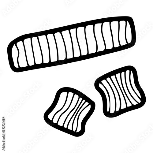 Sports fabric headband and wristbands. Hand drawn doodle. Headwear for training. Clothing accessory. Vector line art illustration.
