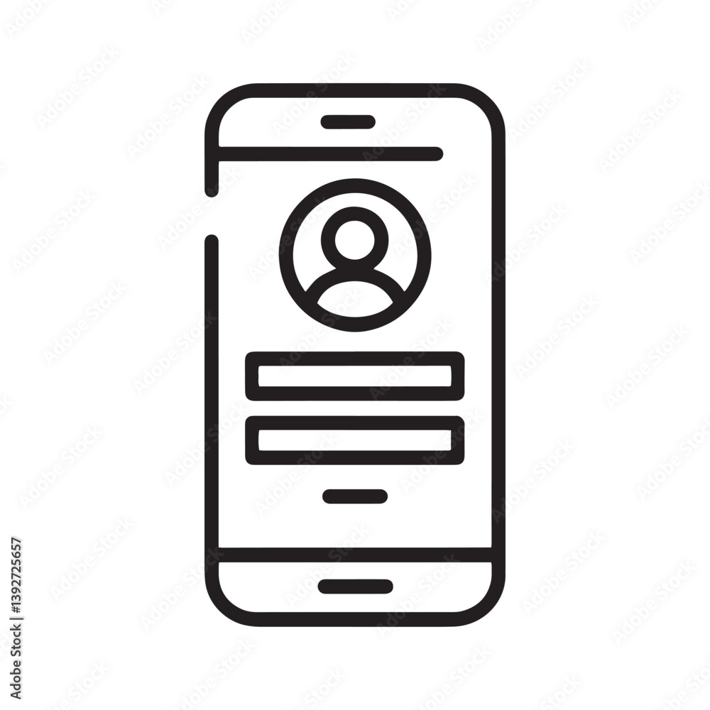 Minimalist Mobile User Profile Icon in Line Art Style Vector Design Minimalist Mobile User Profile Icon in Line Art Style Vector Design