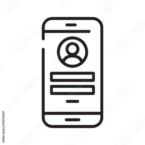 Minimalist Mobile User Profile Icon in Line Art Style Vector Design