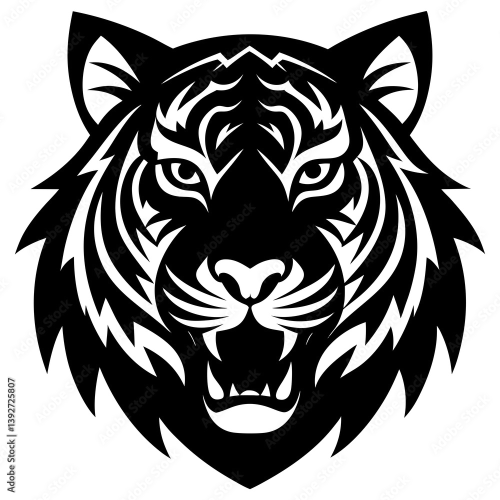Fototapeta premium silhouette tiger face