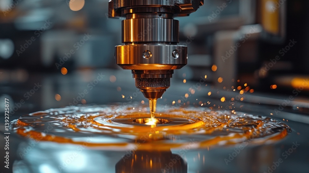 High-precision waterjet cutting machine in action High-precision waterjet cutting machine in action