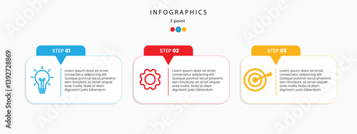 Infographic design business template with 3 steps, options Can be used for workflow diagram, info chart, web design and presentation. 