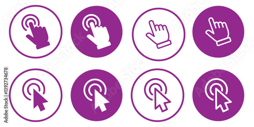 click icon set. big set of click icon. hand cursor icon, pointer arrow icon eps 10.
