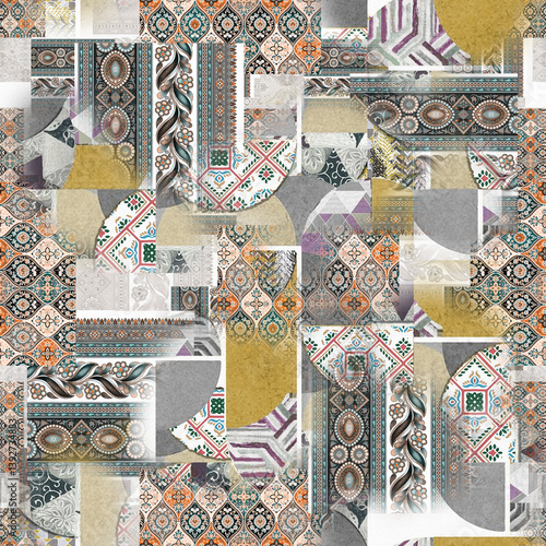 Ethnic Boho Seamless Pattern Colourfull Repeating