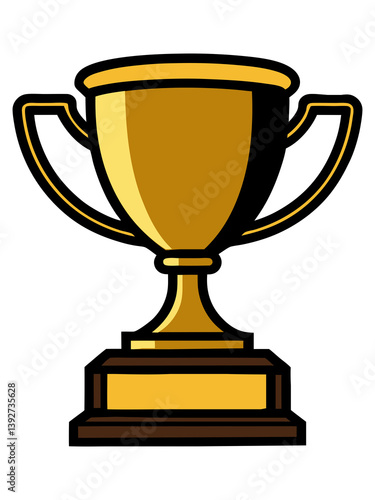 Wallpaper Mural Golden trophy cup digital illustration. Shiny reflective award with elegant design. Modern gold trophy on black background. Torontodigital.ca