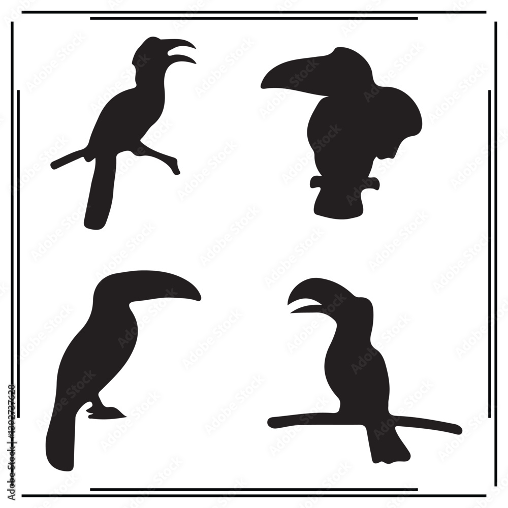 Naklejka premium Quetzal silhouette, Quetzal illustration ,Quetzal clipart, Quetzal vector , Quetzal icon , black Quetzal, Quetzal illustration on white background,