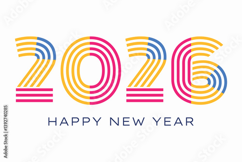 Happy New Year 2026 Design Vector. New Year 2026 Logo Design Template.