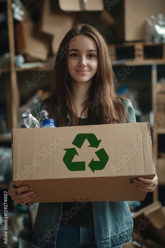 Recycling symbol on recycling bin for bottle plastic glass recycling. Environment conservation concept.