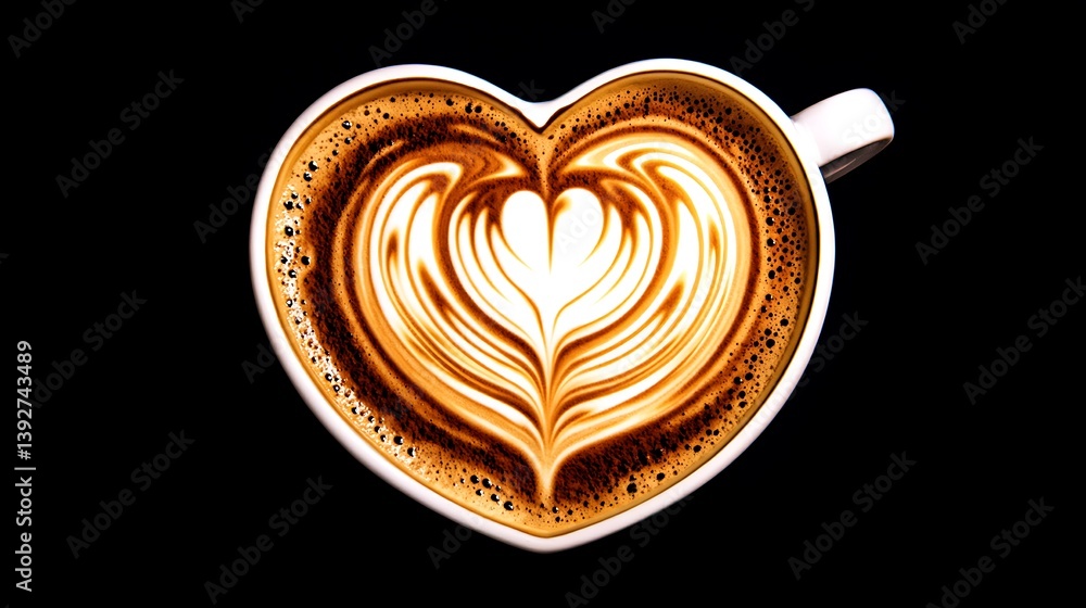Heart Shaped Latte Art in a Coffee Cup Heart Shaped Latte Art in a Coffee Cup