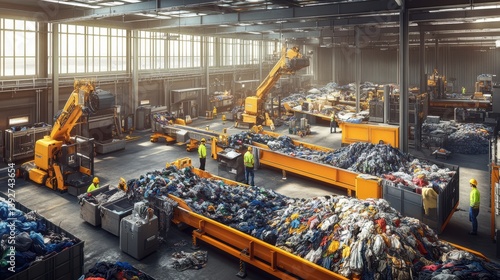 Obraz na płótnie Recycling center facility with recyclable waste. w salonie