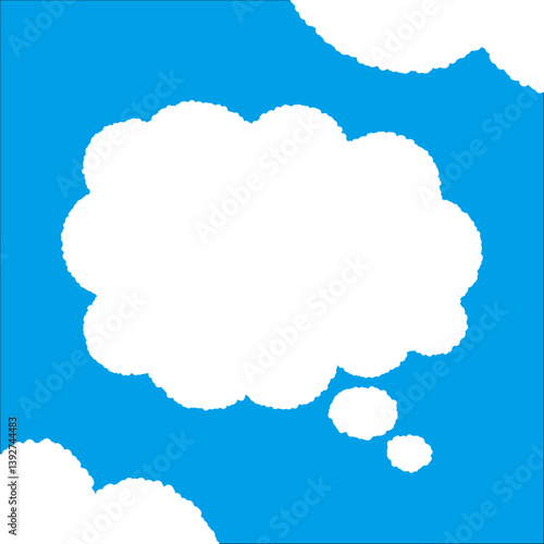 ちぎり絵のようにジワジワ滲んだラフなアウトラインの白い雲のようなフキダシ・フレームシリーズ。セリフや名札（ネーム）やワッペンに。ベクター素材