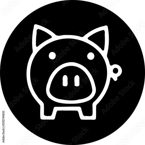 Minimalist Piggy Bank Icon on Black Background for Financial Concepts and Savings