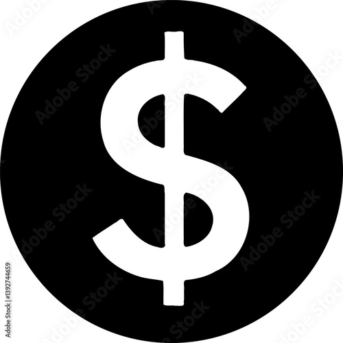 Stylized glyph depicting currency within a dark circular confinement concept
