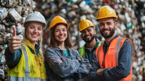 Worker working in recycling center with recyclable waste.