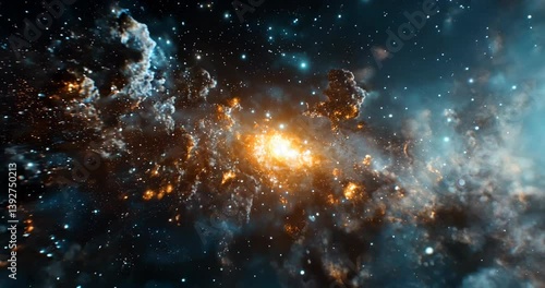 Expansive cosmic explosion unfolds in vibrant nebulae and starfield across deep space