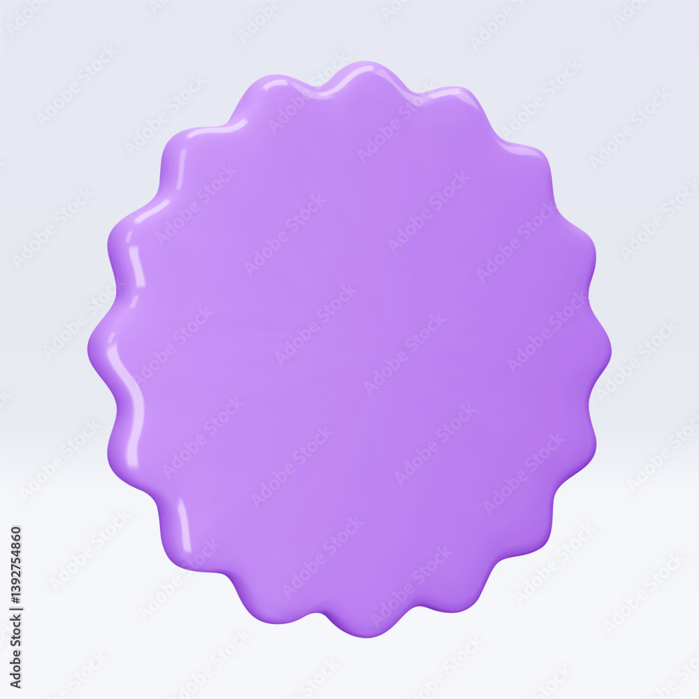 Purple, violet sticker, badge mockup. Blank labels of circle shapes with wavy edge. Vector isolated on white. Copy space. Stickers or patches for preview tags, labels, design, presentation, adv Purple, violet sticker, badge mockup. Blank labels of circle shapes with wavy edge. Vector isolated on white. Copy space. Stickers or patches for preview tags, labels, design, presentation, adv