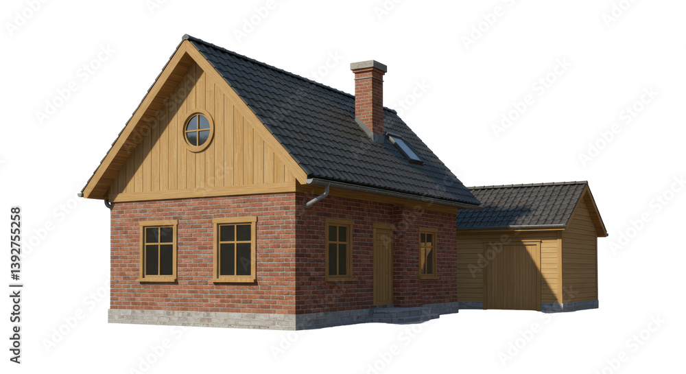Isolated Cozy Red Brick House with Timber Trim and Annex Isolated Cozy Red Brick House with Timber Trim and Annex
