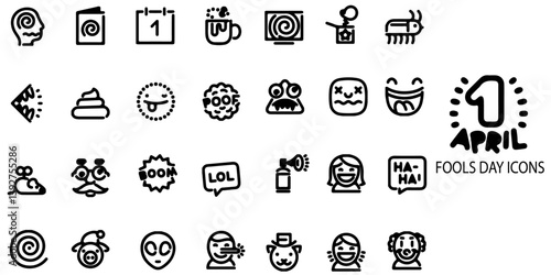 April Fools day simple concept 28 icons set. Contains such 1st April, fool, face mask and more .Vector illustration.