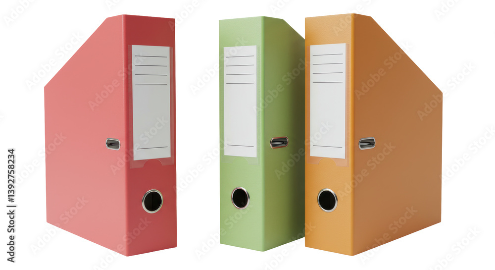 Isolated Colorful Office Binders