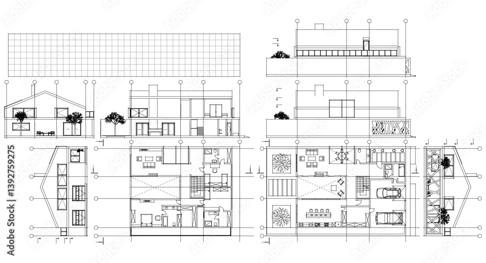 house draft floor plans facades sections house draft floor plans facades sections