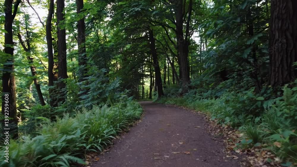 A serene forest path captured in a wide-angle video, showcasing lush greenery and a tranquil atmosphere, inviting exploration and calmness. A serene forest path captured in a wide-angle video, showcasing lush greenery and a tranquil atmosphere, inviting exploration and calmness.