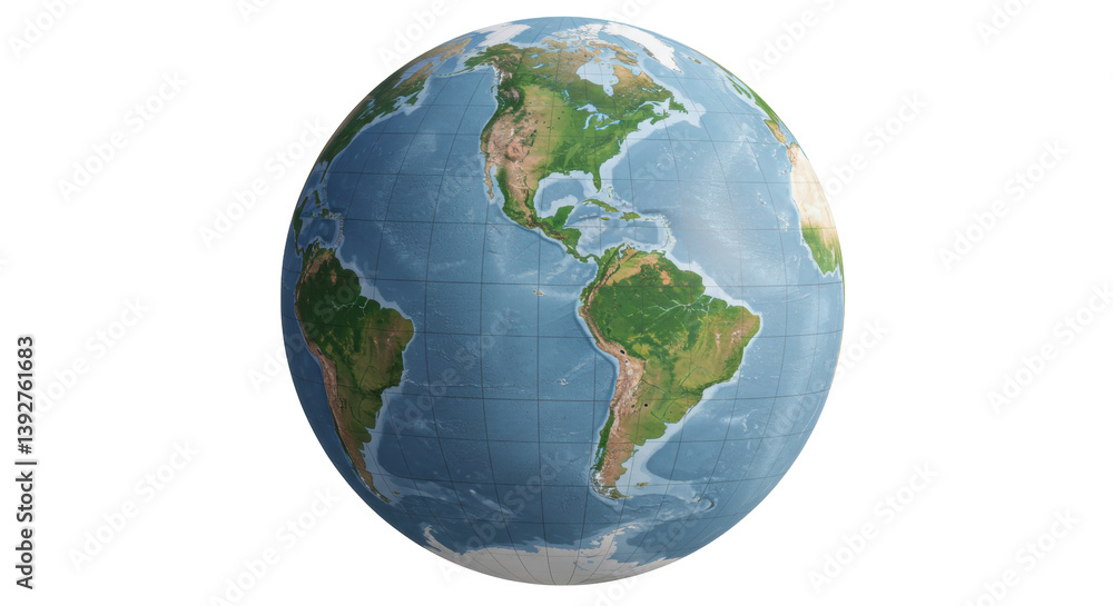 Fototapeta premium Isolated Detailed Earth Globe