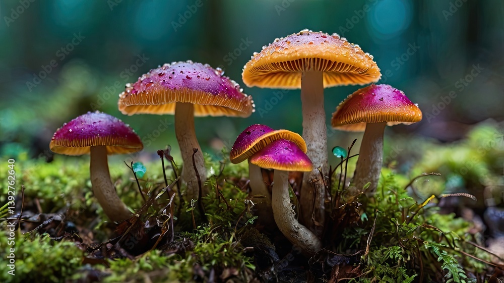 Fototapeta premium Unusual, vibrant, and colorful spring landscape in macro photography with natural details, textures, and hues. Perfect as a background, backdrop, or decorative base.
