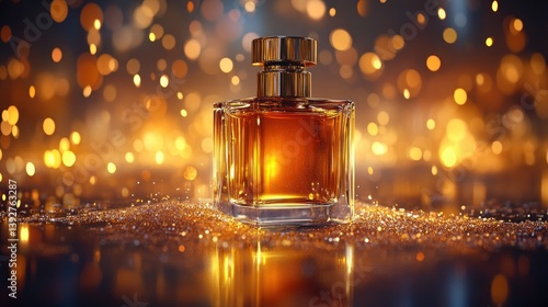 Luxurious amber perfume bottle