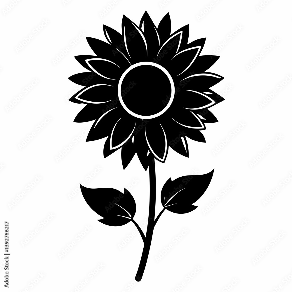 Fototapeta premium Sunflower Shine black silhouette vector