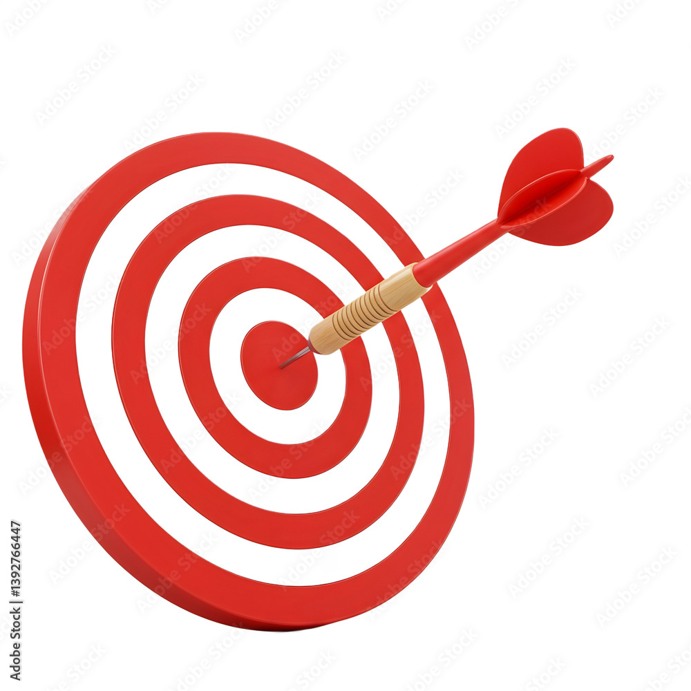Target arrow success icon. Dart arrow on target dartboard. 3d isolated on Transparent background. Target arrow success icon. Dart arrow on target dartboard. 3d isolated on Transparent background.
