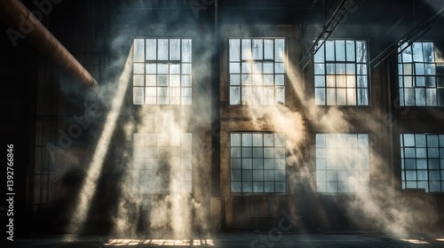 Obraz na płótnie Interior view of industrial factory plant with smoke steam w salonie