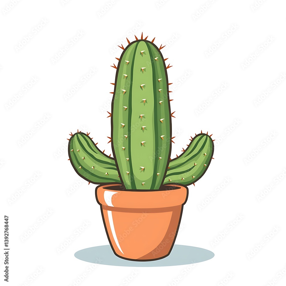 Minimalist cactus in pot isolated on transparent PNG for home decor design Minimalist cactus in pot isolated on transparent PNG for home decor design