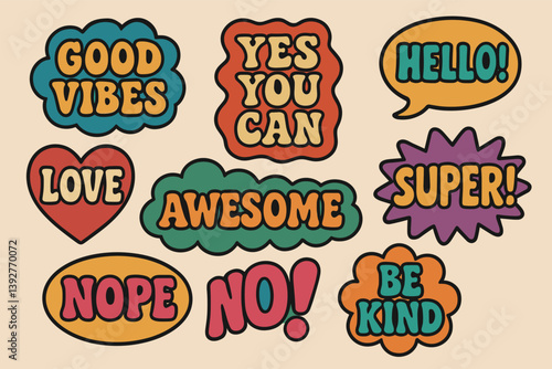 Inspirational and retro speech bubbles for positive messages