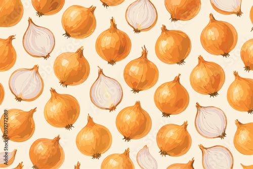Seamless onion pattern for kitchen decor and culinary designs