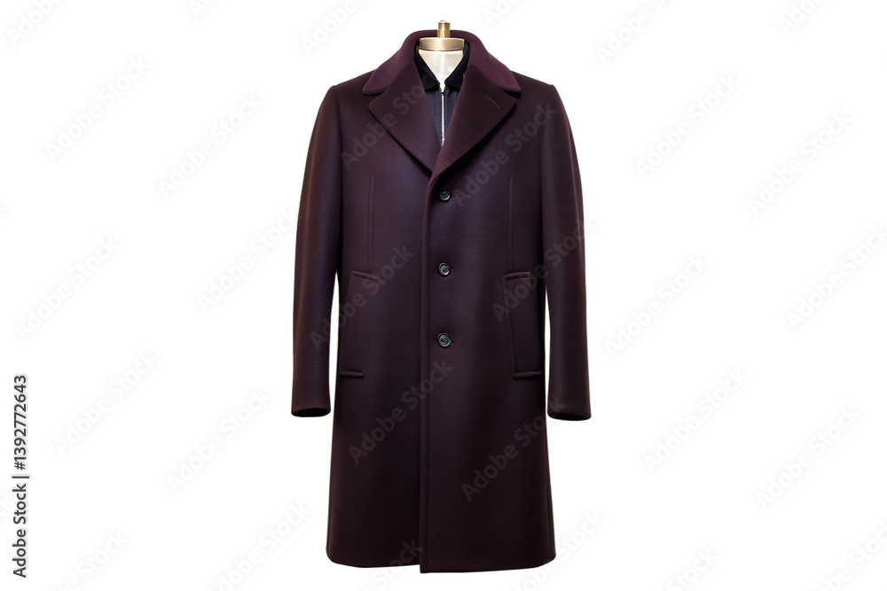 Luxurious Wool Coat on a White Background, On Transparent Background Luxurious Wool Coat on a White Background, On Transparent Background