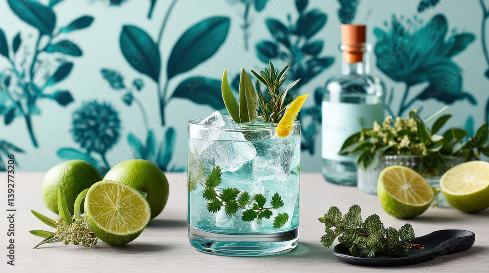 refreshing premium food cocktail garnished with herbs and citrus, perfect for summer gatherings and celebrations refreshing premium food cocktail garnished with herbs and citrus, perfect for summer gatherings and celebrations