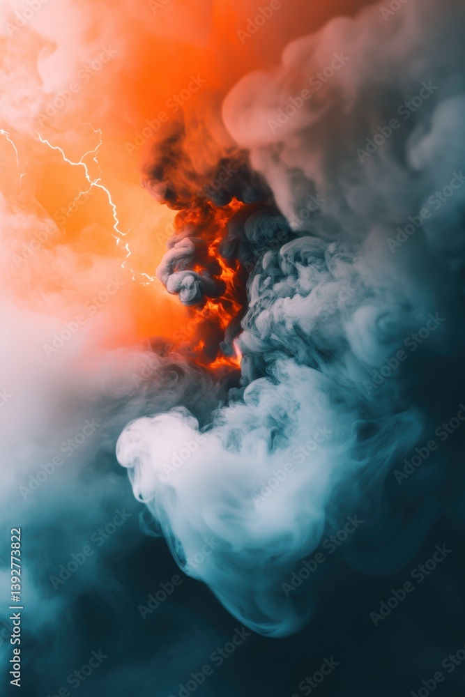 Dark smoke. Air pollution impact on environment.