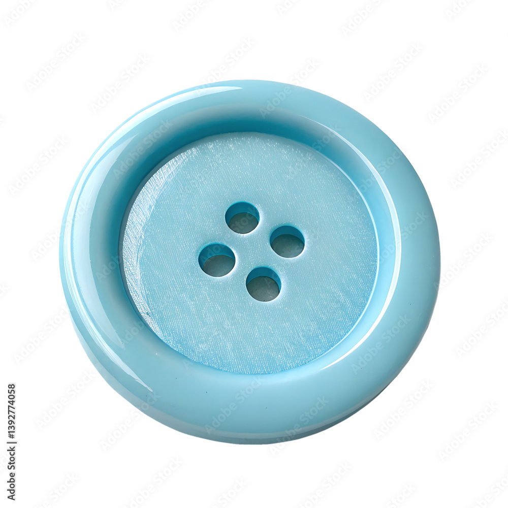 Light blue plastic button on a transparent background Light blue plastic button on a transparent background