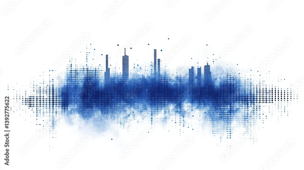 Obraz premium Blue city skyline abstract digital art.