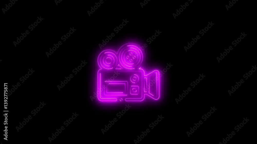 glowing neon symbol of photo camera animation icon animation with black background glowing neon symbol of photo camera animation icon animation with black background