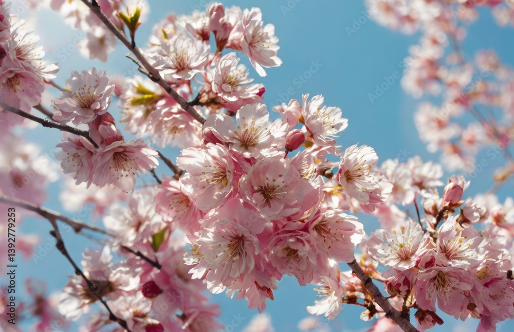 Ilustración flores de cerezo con cielo azul Ilustración flores de cerezo con cielo azul