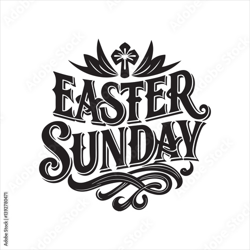 easter sunday silhouette vector art illustration