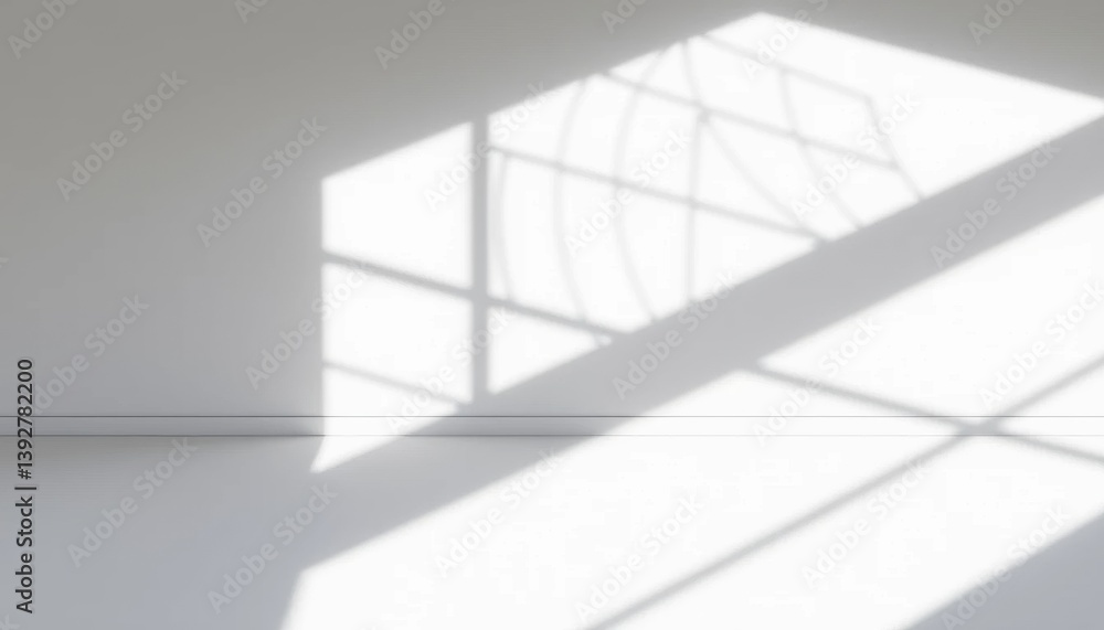 Fototapeta premium Abstract Minimalist Wall and Floor with Window Light Shadows Modern Interior Design Photography