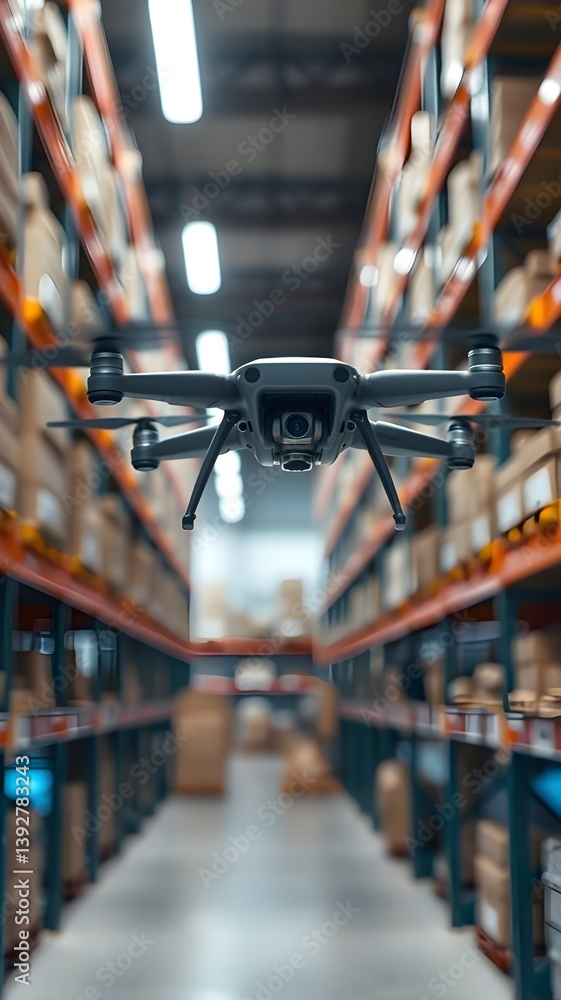 Obraz premium A drone flying through a warehouse