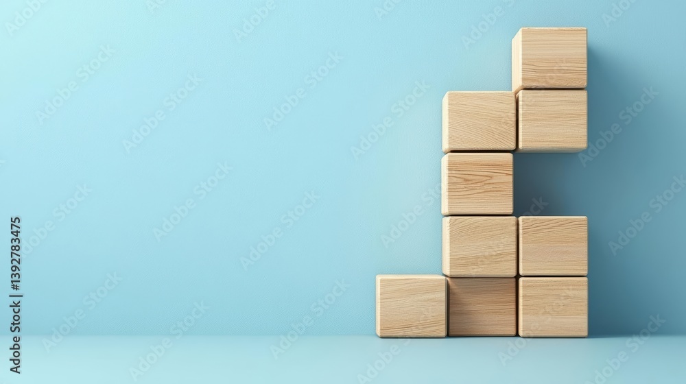 Geometric wooden cubes forming an openspace shelving unit with a clean, modern aesthetic Geometric wooden cubes forming an openspace shelving unit with a clean, modern aesthetic