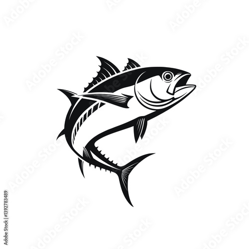 fish silhouette logo vector line art logo design