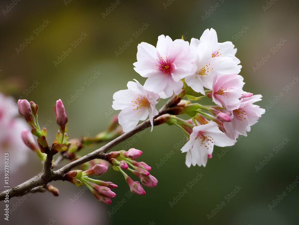Fototapeta premium name: cherry blossom branch close-up,
