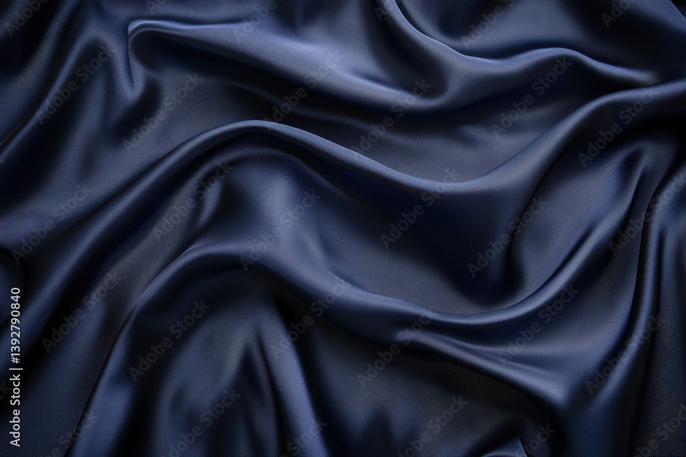 Dark blue silk fabric illuminated by sunlight. Silver thread intricately embroidered throughout, creating a shimmering pattern of delicate flowers. Dark blue silk fabric illuminated by sunlight. Silver thread intricately embroidered throughout, creating a shimmering pattern of delicate flowers.